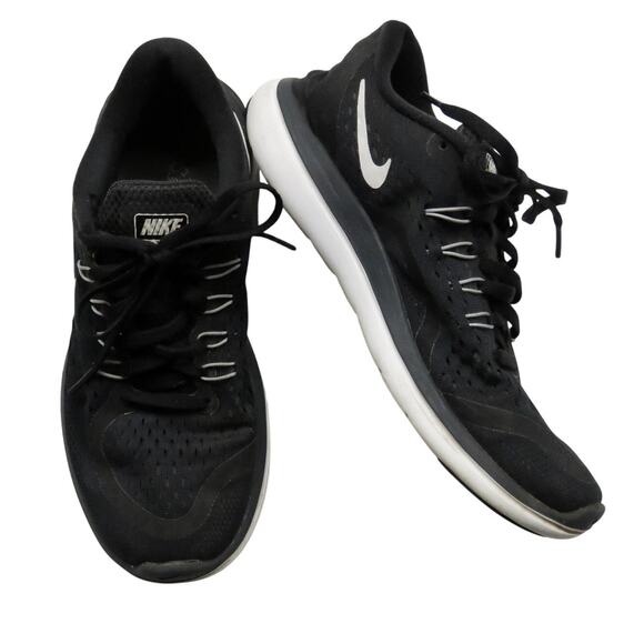 Nike Flex 2017 Run Black And White Sneakers Size 8 - Picture 1 of 11